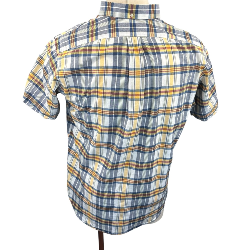 Ralph Lauren Mens Classic Fit Plaid Short Sleeve Button Down Shirt Blue Yellow L - Picture 4 of 8